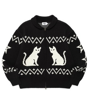 [CAVISH] CATS ZIP UP CARDIGAN BLACK(CV2DFUK680A)