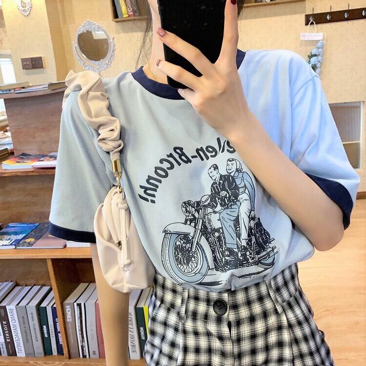 送料無料】レトロなアメカジ☆ リンガー Tシャツ パイピング 古着風