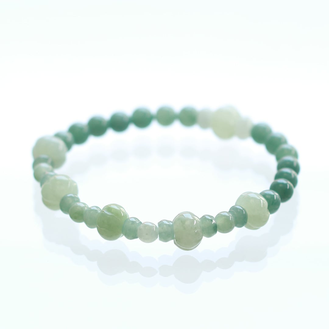 青緑カラー翡翠が涼し気！green pumpkin bracelet A貨翡翠 jd_br1101