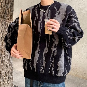 ストリートカラーコントラストルーズニット　1076