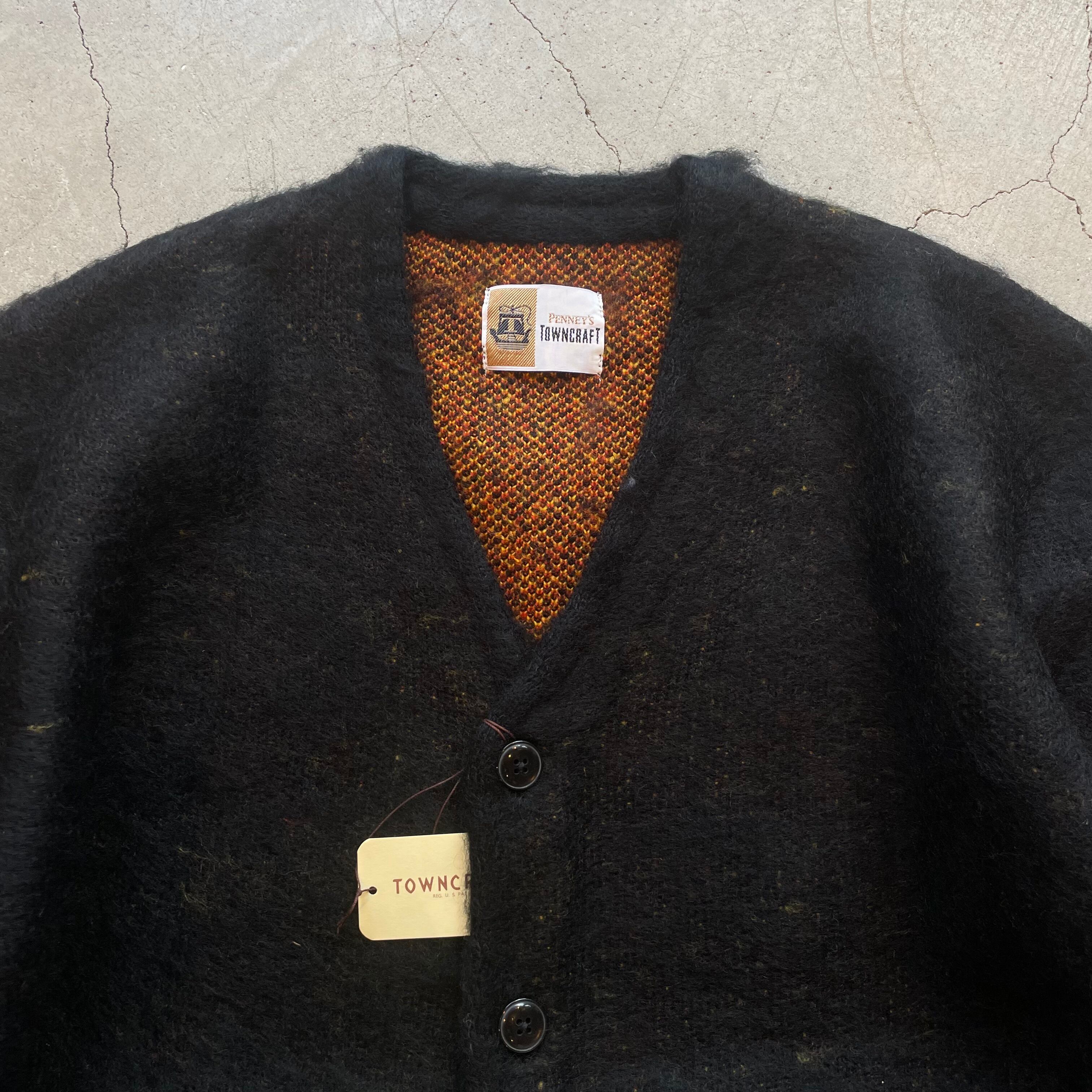 TOWN CRAFT Shaggy Knit cardigan col BLACK モヘアカーディガン