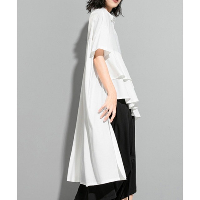 Frill mid-length shirt 【2Color】C0325