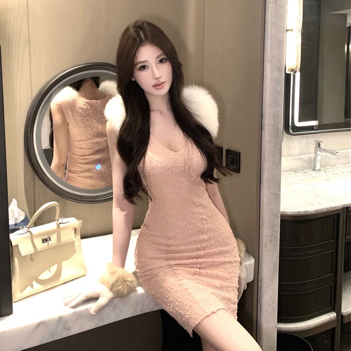 ミニドレス キャバドレス セクシー オフショルダー Vネック 細見え ジャカード ボディコン お呼ばれコーデ JC2-ZED883442DXH502