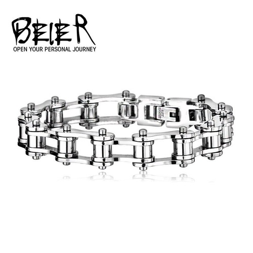 【送料無料】 メンズ ブレスレット パンク バイカー 316L ステンレス 自転車 チェーン 10000504