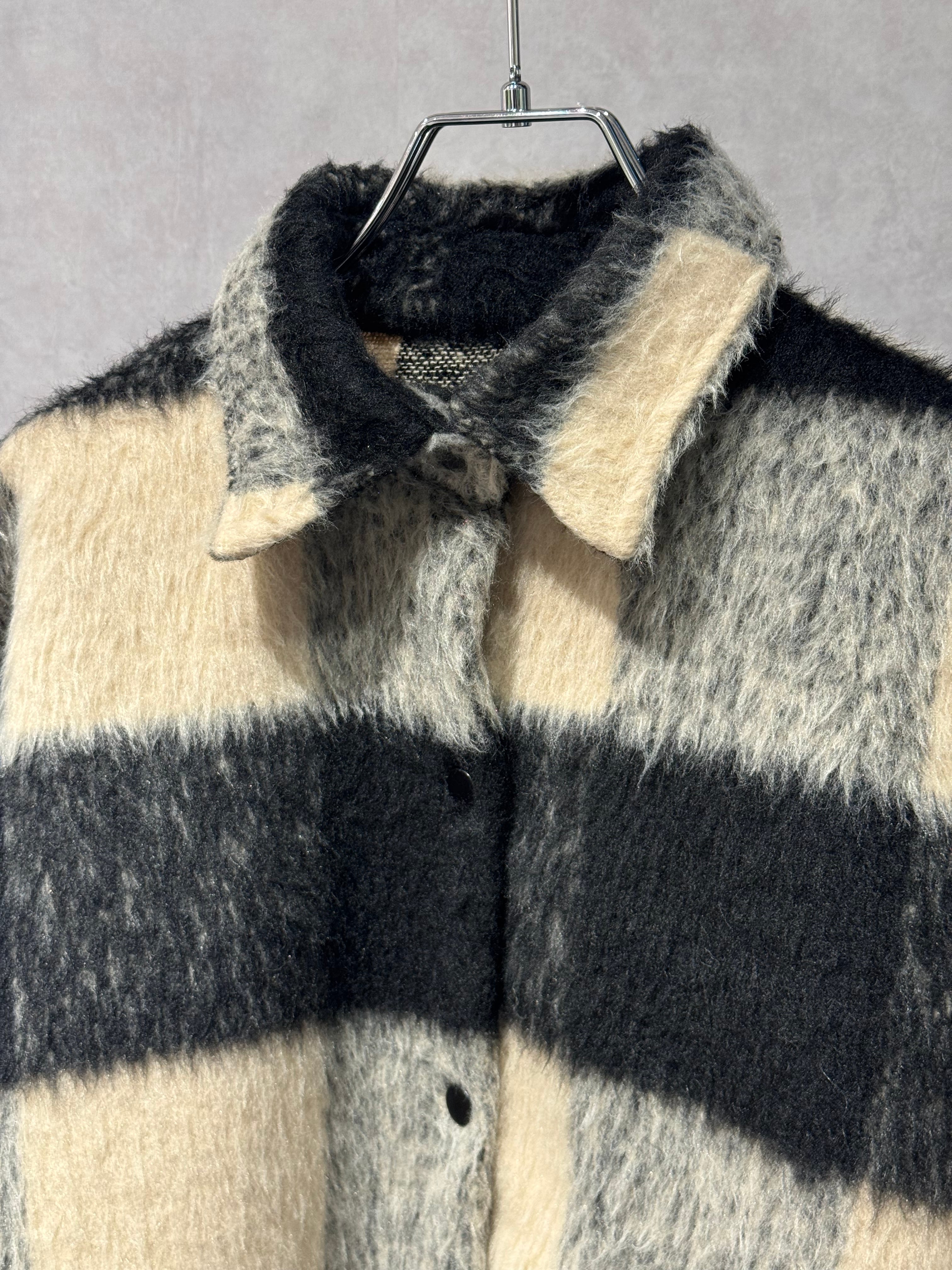 check pattern shaggy shirt