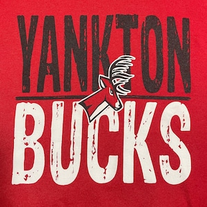 【JERZEES】高校 バスケ部 YANKTON BUCKS プリント ロゴ スウェット パーカー フーディー hoodie プルオーバー XL ビッグシルエット 赤 us古着