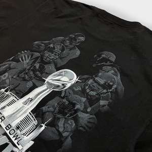 【AAA】NFL 2014 Super Bowl スーパーボウル プリント Tシャツ 両面プリント バックプリント 黒t 半袖 アメフト BRONCOS SEAHAWKS LARGE US古着