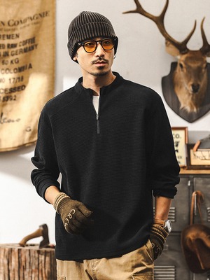 Half-Zip Basic Long T-Shirt【L0521】