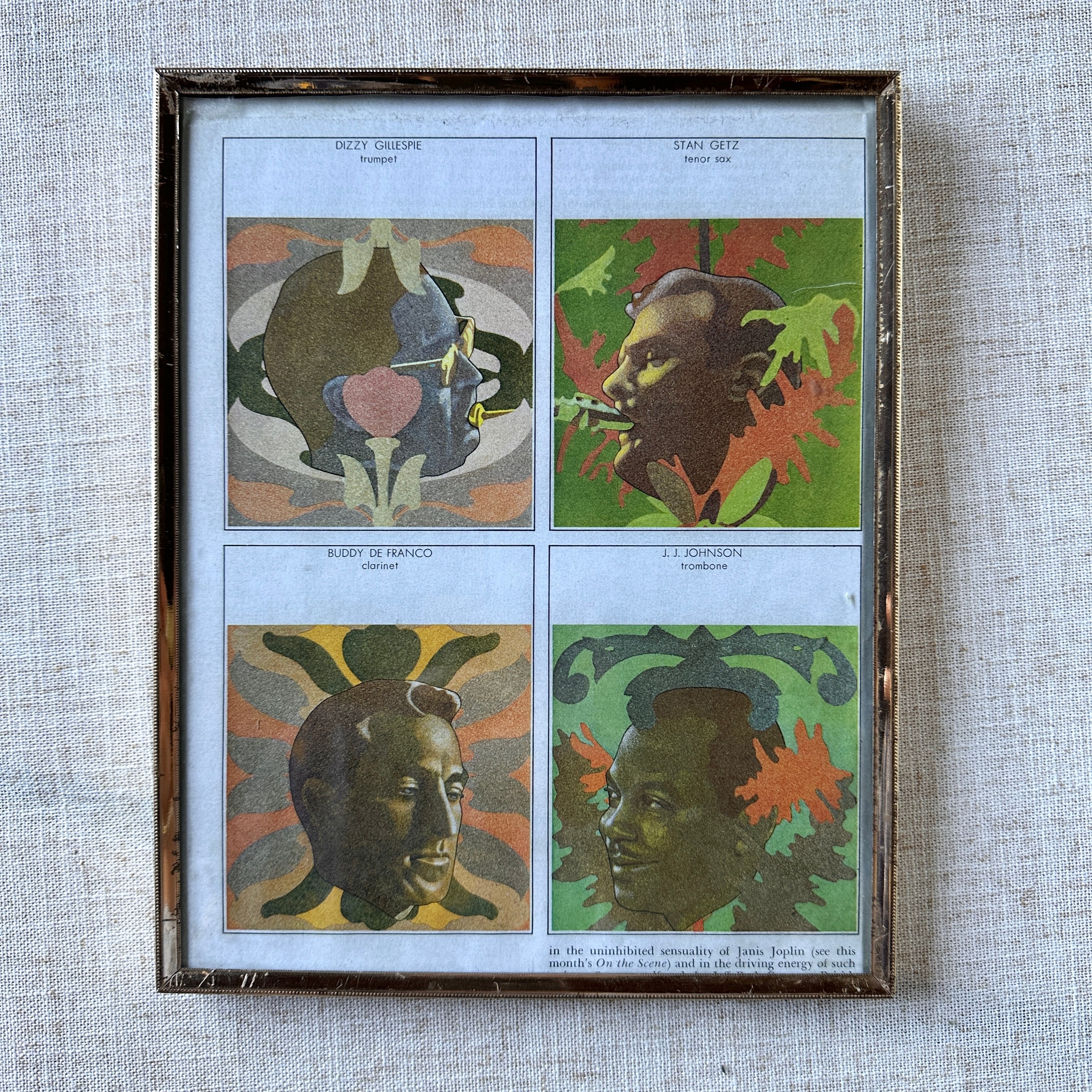 70s,Jazz Musicians Graphic Print Framed Art,USA