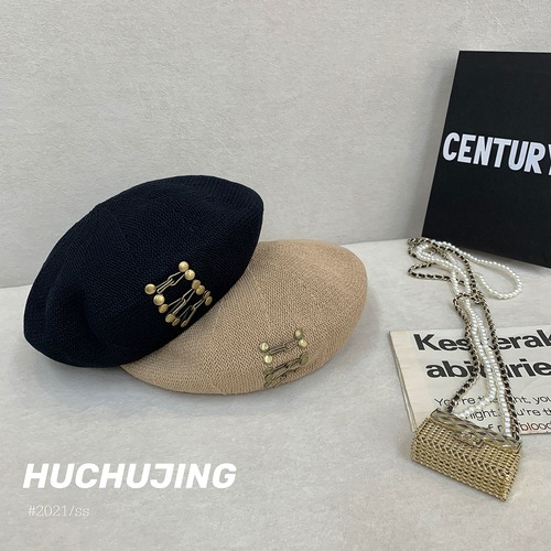 サマースタンダードブラック レトロ 帽子 夏物 ベレット ヘアアクセサリー HUCHUJING66568171236