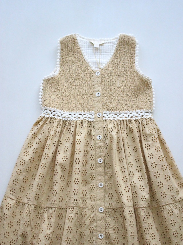 BONJOUR DIARY  IBIZA DRESS Honey broderie anglaise organic voile  8-10y