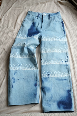 【one-of-a-kind】Wide Trace Denim Cow Blue - Crown (women) - Msize
