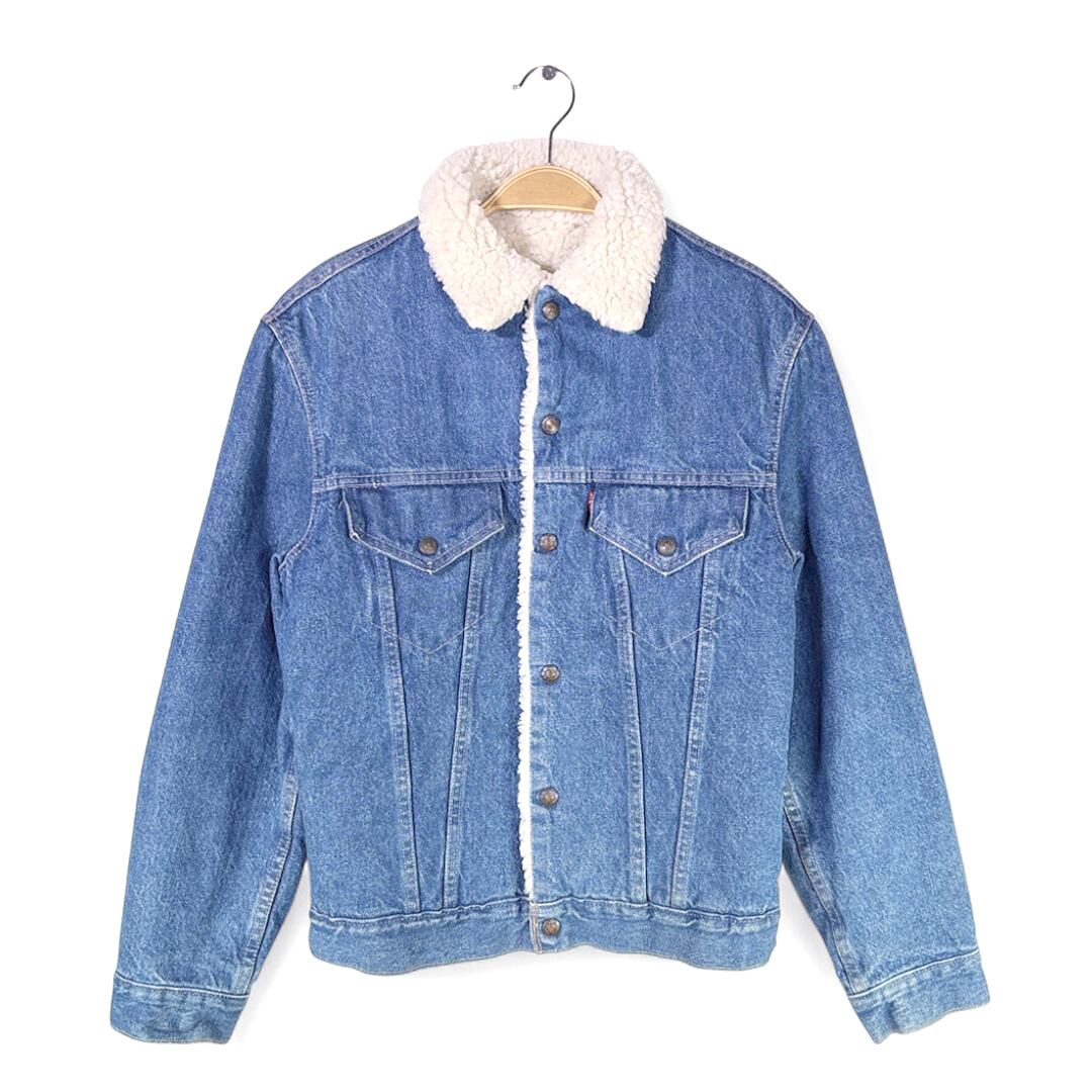 70s リーバイス 70605-0213 USA製 ボア付き ジージャン トラッカージャケット ヴィンテージデニムジャケット 2ポケット メンズS相当 Levis 古着 DA0076