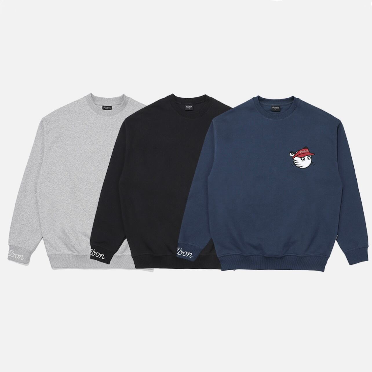 Malbon golf] Tiger Bucket crew neck sweatshirt BLACK (MAN