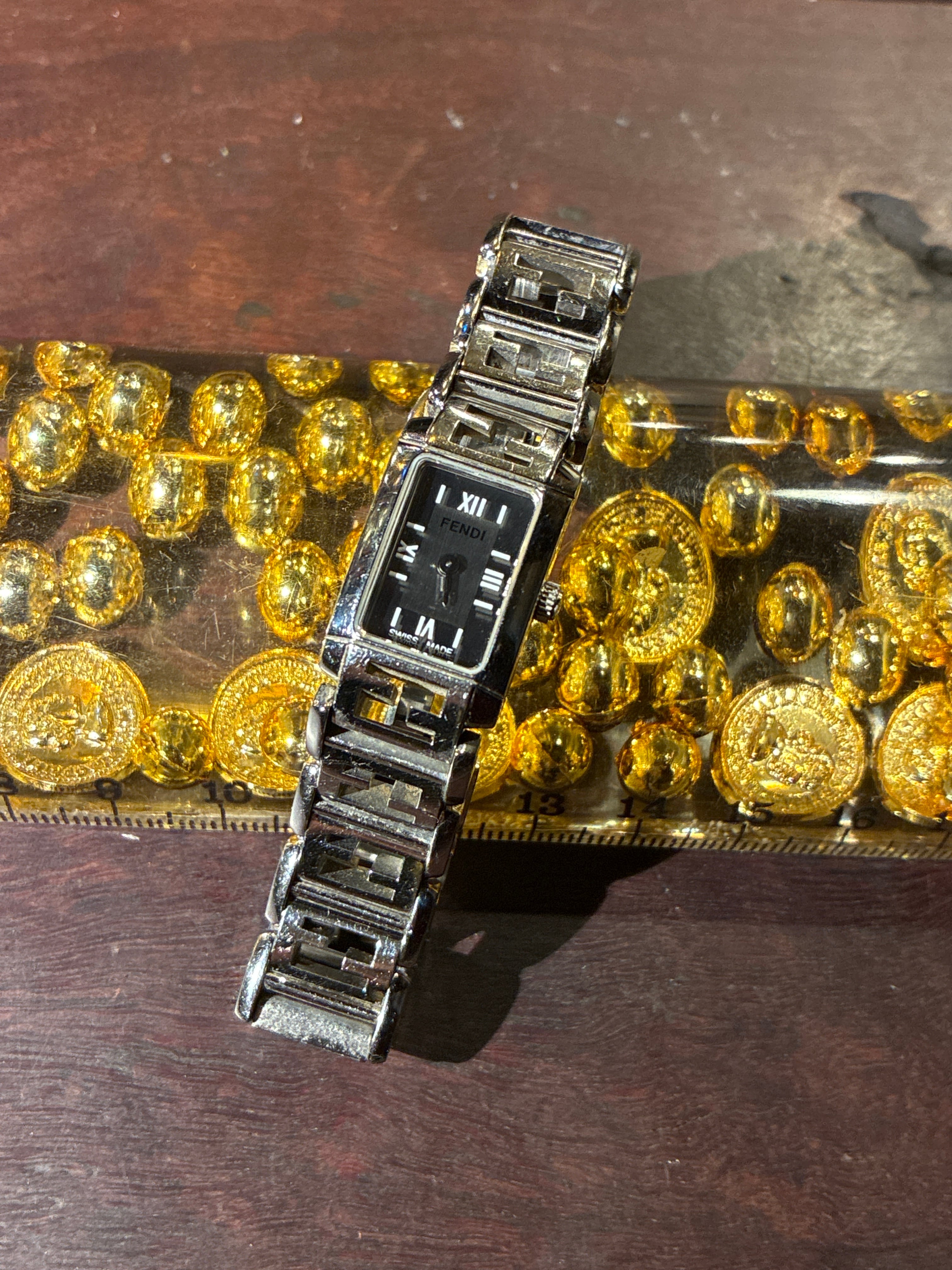 FENDI シルバー ステンレススチール チェーンブレスレット DX1437