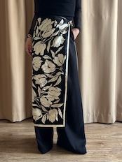 achromatic floral silk scarf-5247-5