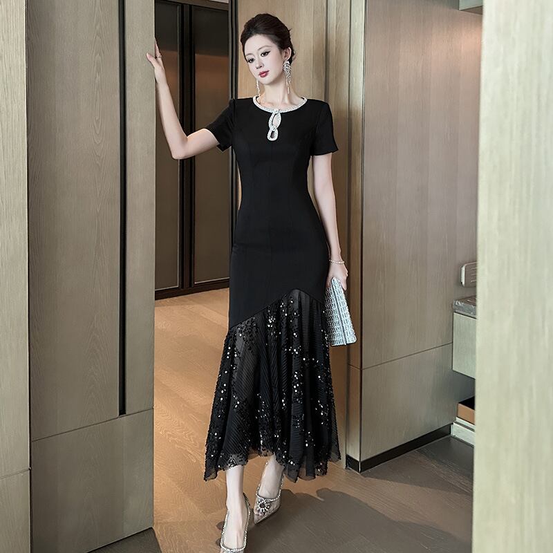 【dress】ビジュードッキングワンピース M32077