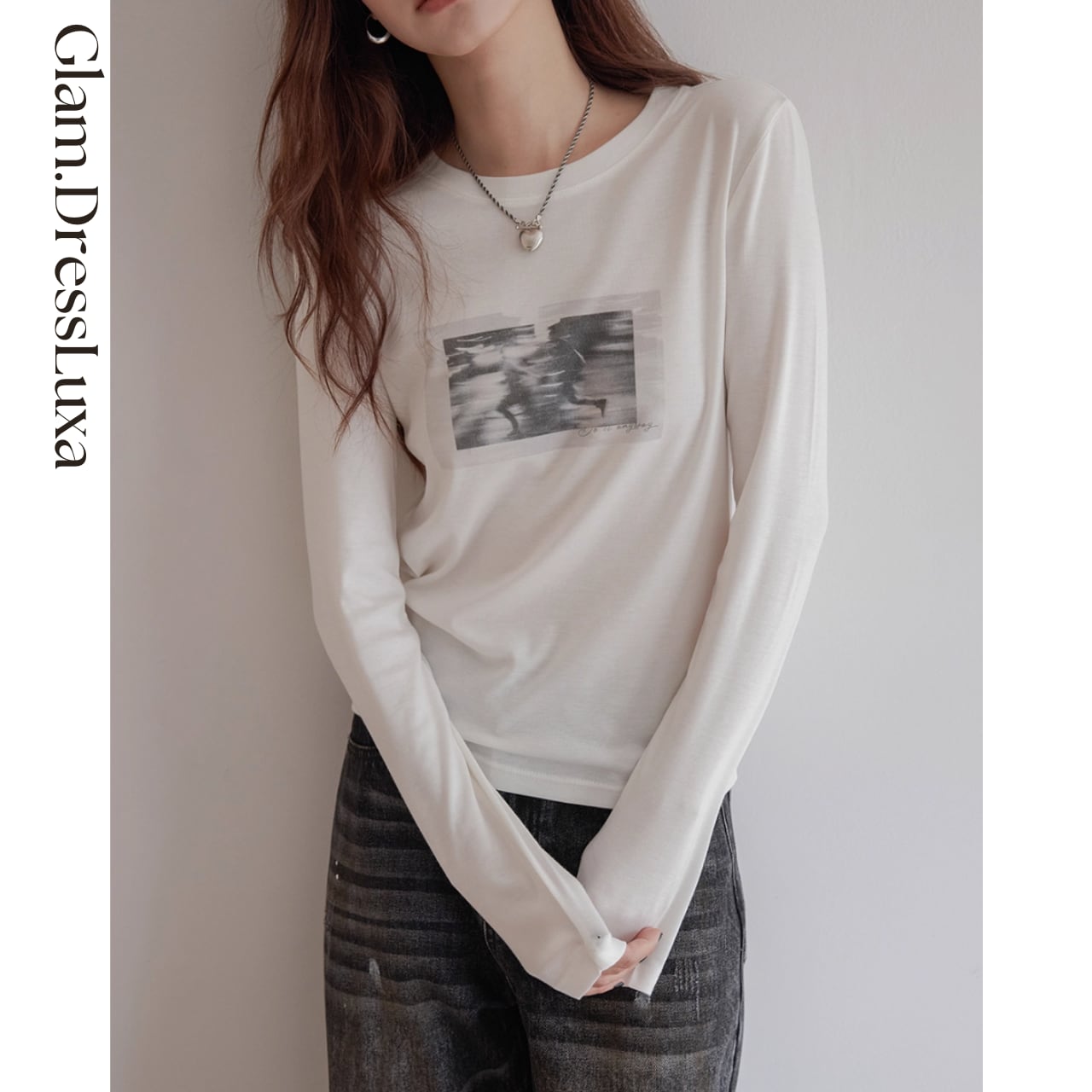 Tencel Wool Print Long Tee/3color_T1590