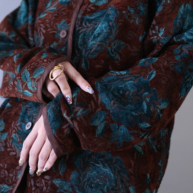 "reversible" beautiful reef pattern chenille weaving jacket