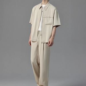 ドレープアイスシルク風カジュアルシャツ　0638