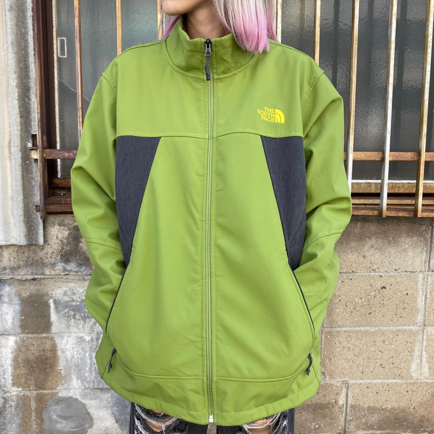 15年製 ザ ノースフェイス WINDWALL ソフトシェル フリースジャケット メンズXL 古着 THE NORTH FACE ピスタチオ グリーン  緑【アウトドアジャケット】 | cave 古着屋【公式】古着通販サイト powered by BASE