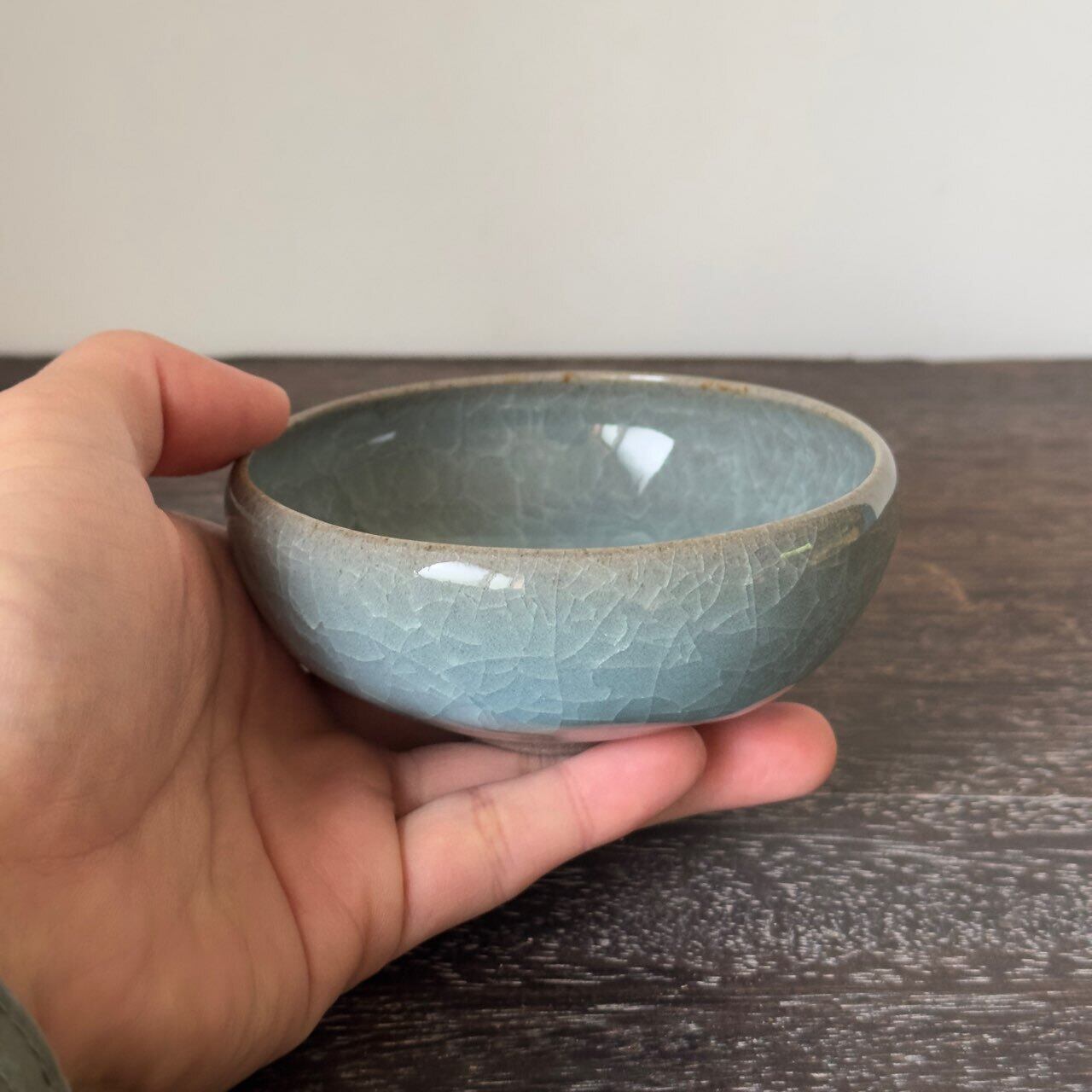 梶原茂正作　粉青深皿新品　直径21cm 有田焼 窯変青磁茶盌【梶原茂正 茂正工房】食器 うつわ 器 青磁 作家