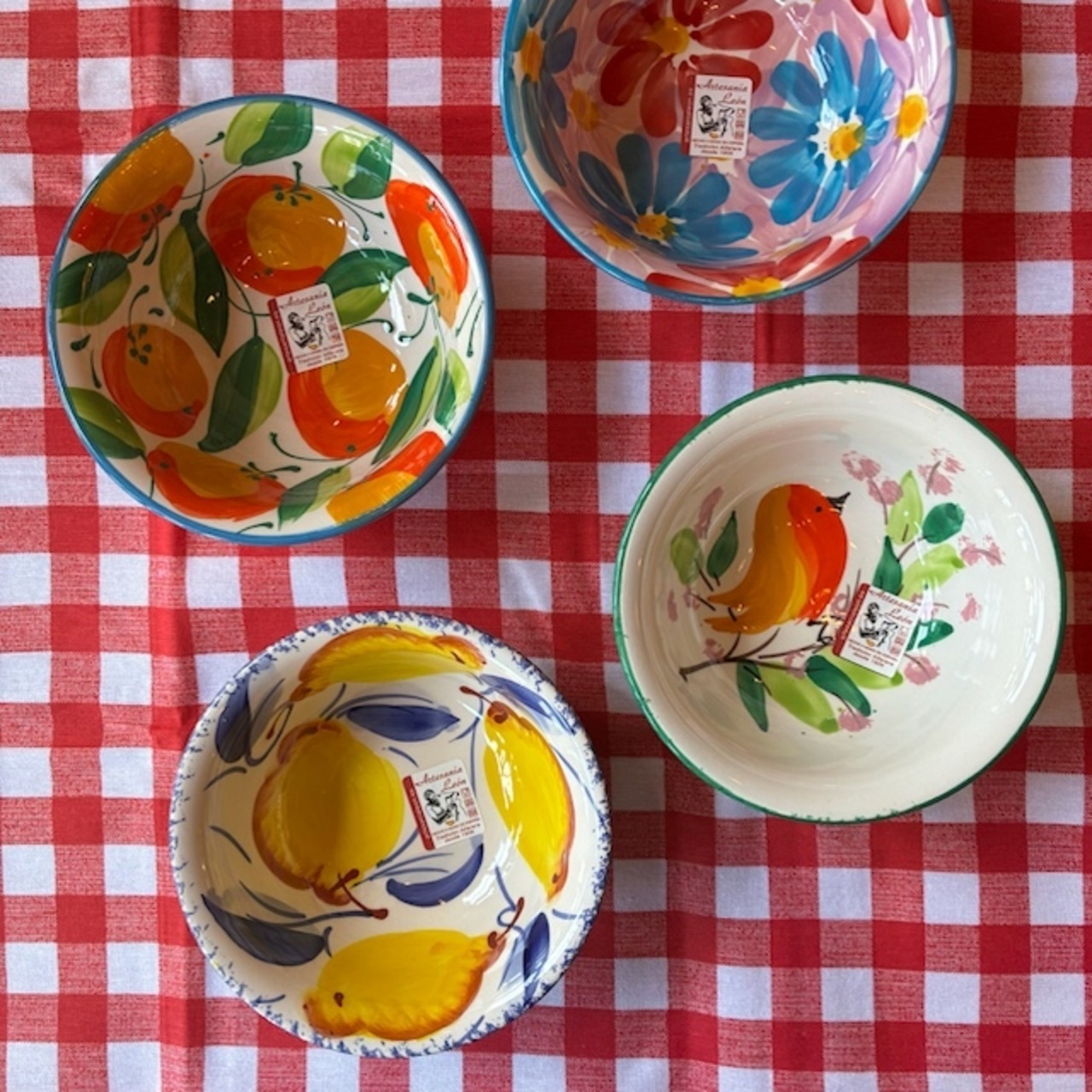 Spain ARTESANIA LEON Hand Painted Ceramic bowl　スペイン　アルテサニアレオン　ハンドペイント陶器　ボウル　全4種　バード　フラワー　オレンジ　レモン