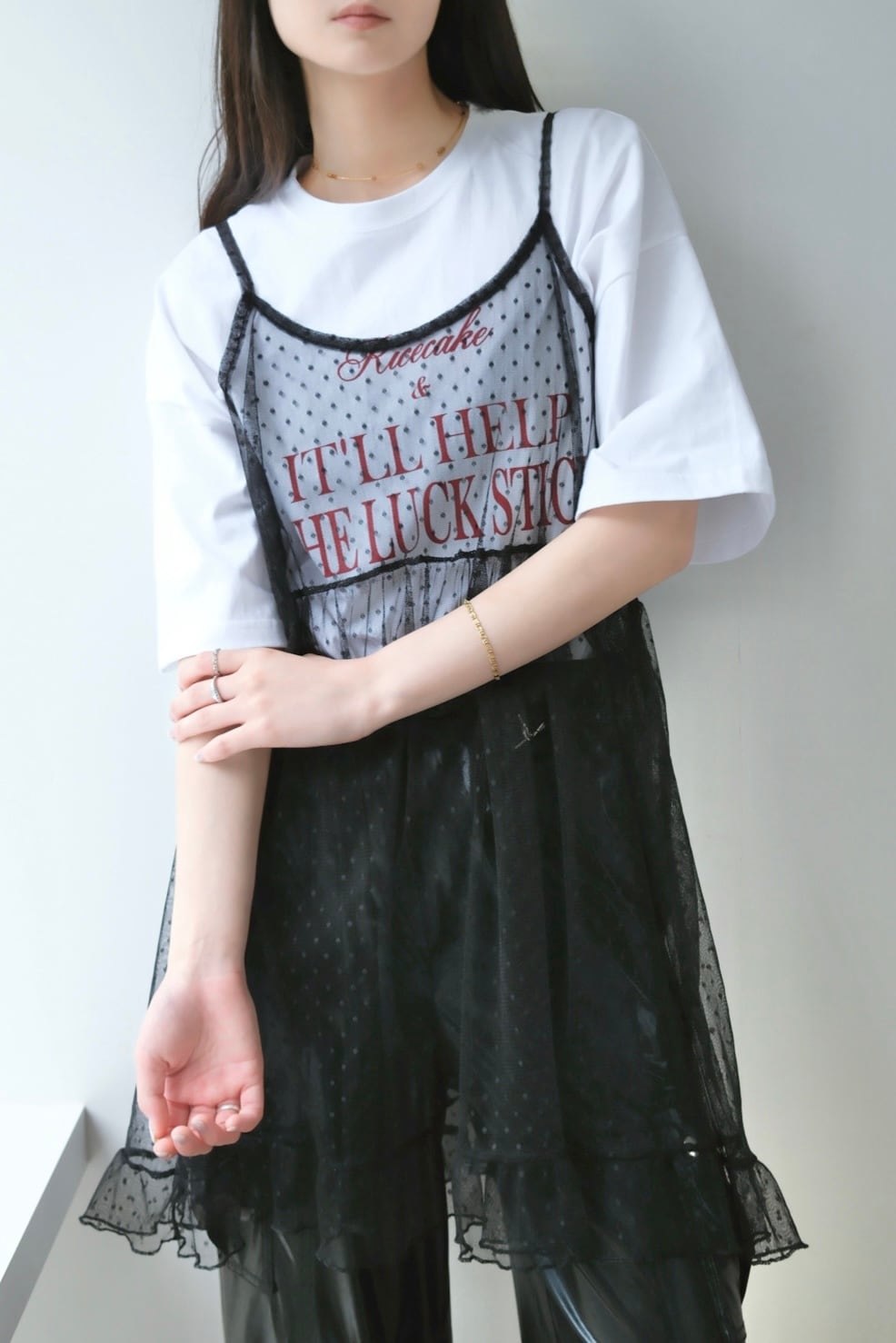 Dot mesh camisole ドットメッシュキャミ Black