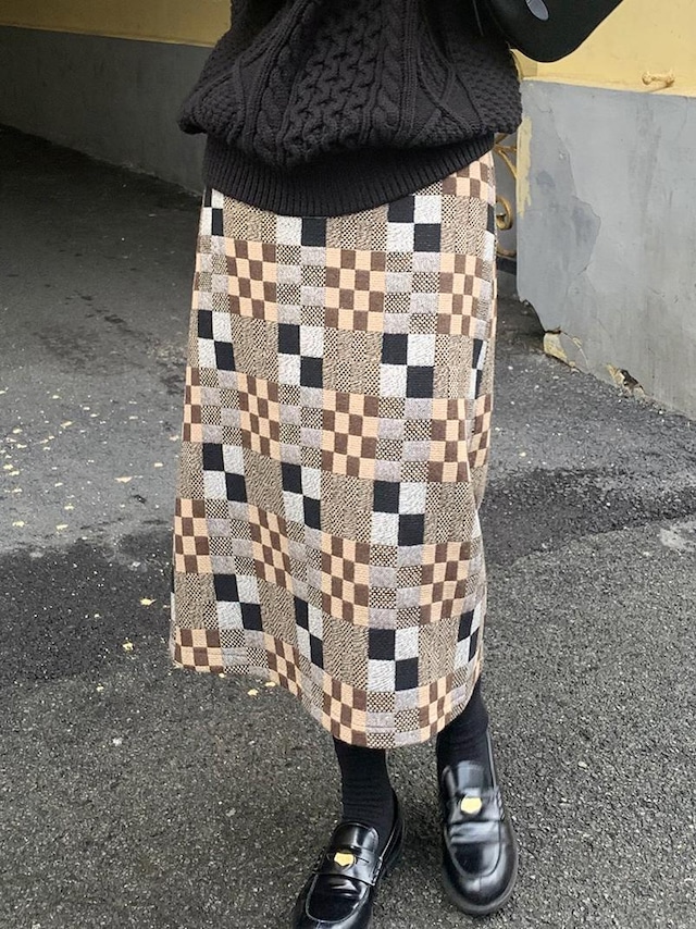 Retro plaid a-line skirt（レトロプレイドAラインスカート）c-625