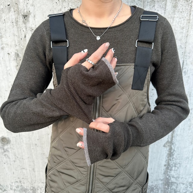 2 finger hole color knit／charcoal×gray