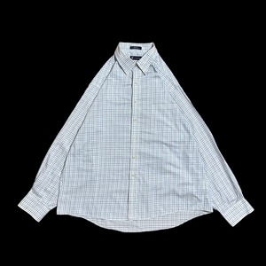 【CHAPS】X-LARGE ビッグサイズ 格子柄 長袖シャツ カジュアルシャツ ボタンダウン ホワイト ラルフローレン RALPH LAUREN チャップス US古着