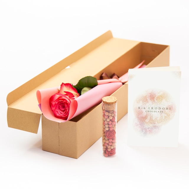 【LITTLE MOTHERHOUSE コラボ】1輪ギフトBOX と「Rin IRODORI CHOCOLATE ローズ」