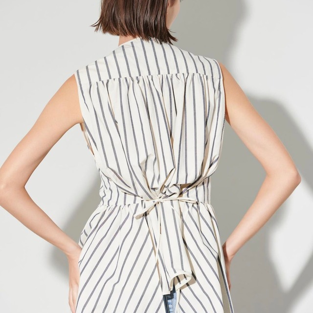 PROTAGONISTA 　Stripe Gather Blouse