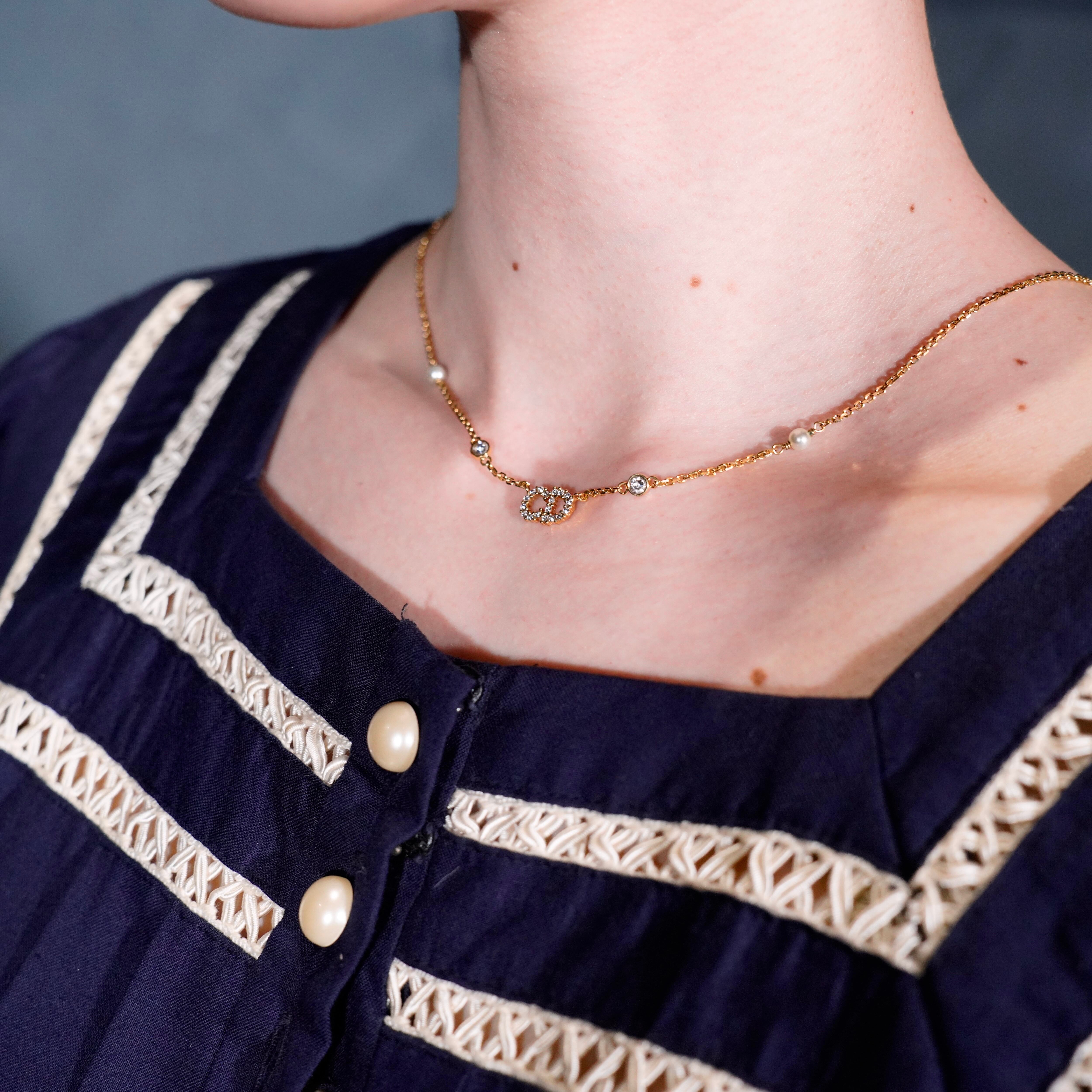 Christian Dior CLAIR D LINE lune CD LOGO CLEAR STONE DESIGN