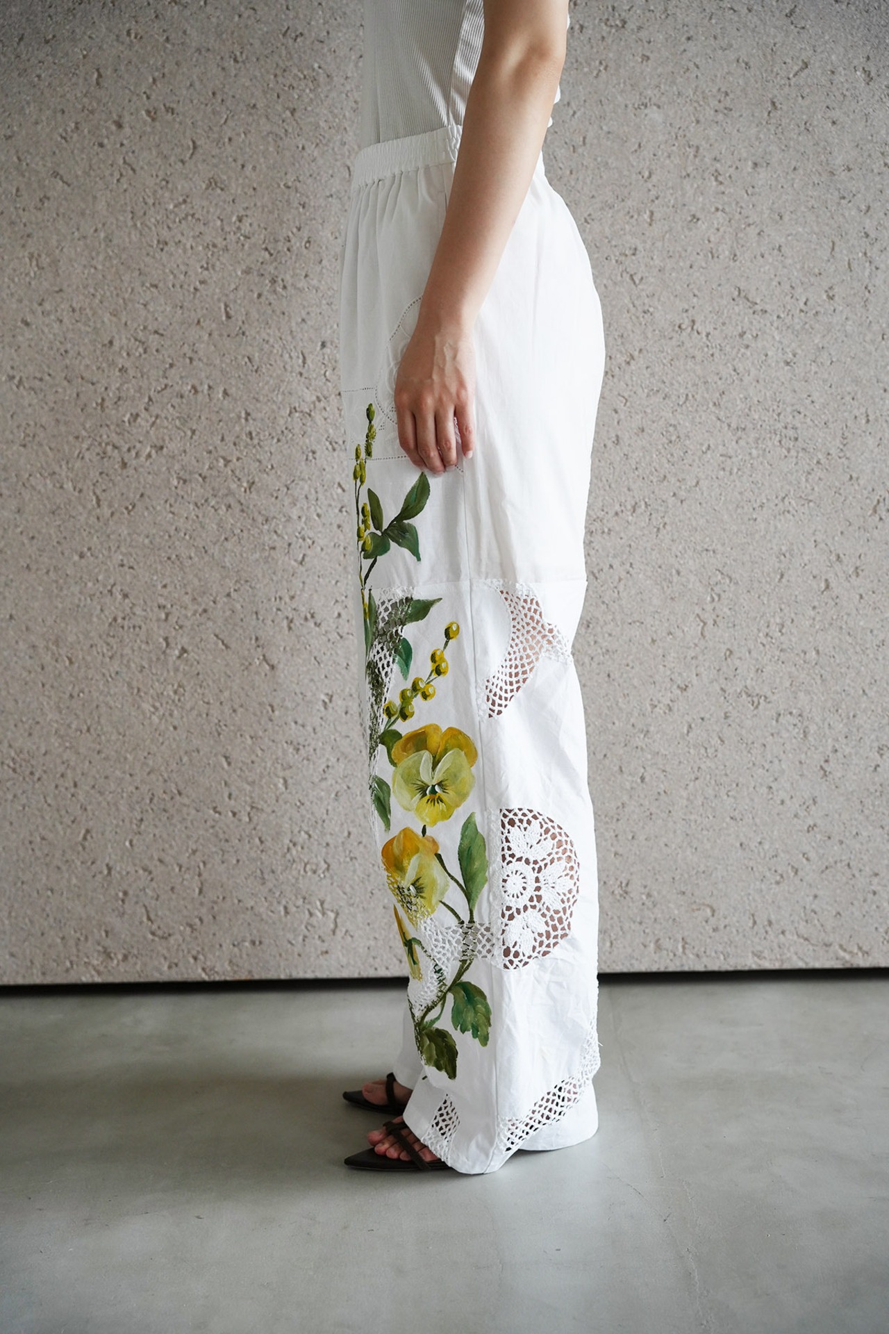 vintage lace pants yellow bouquet