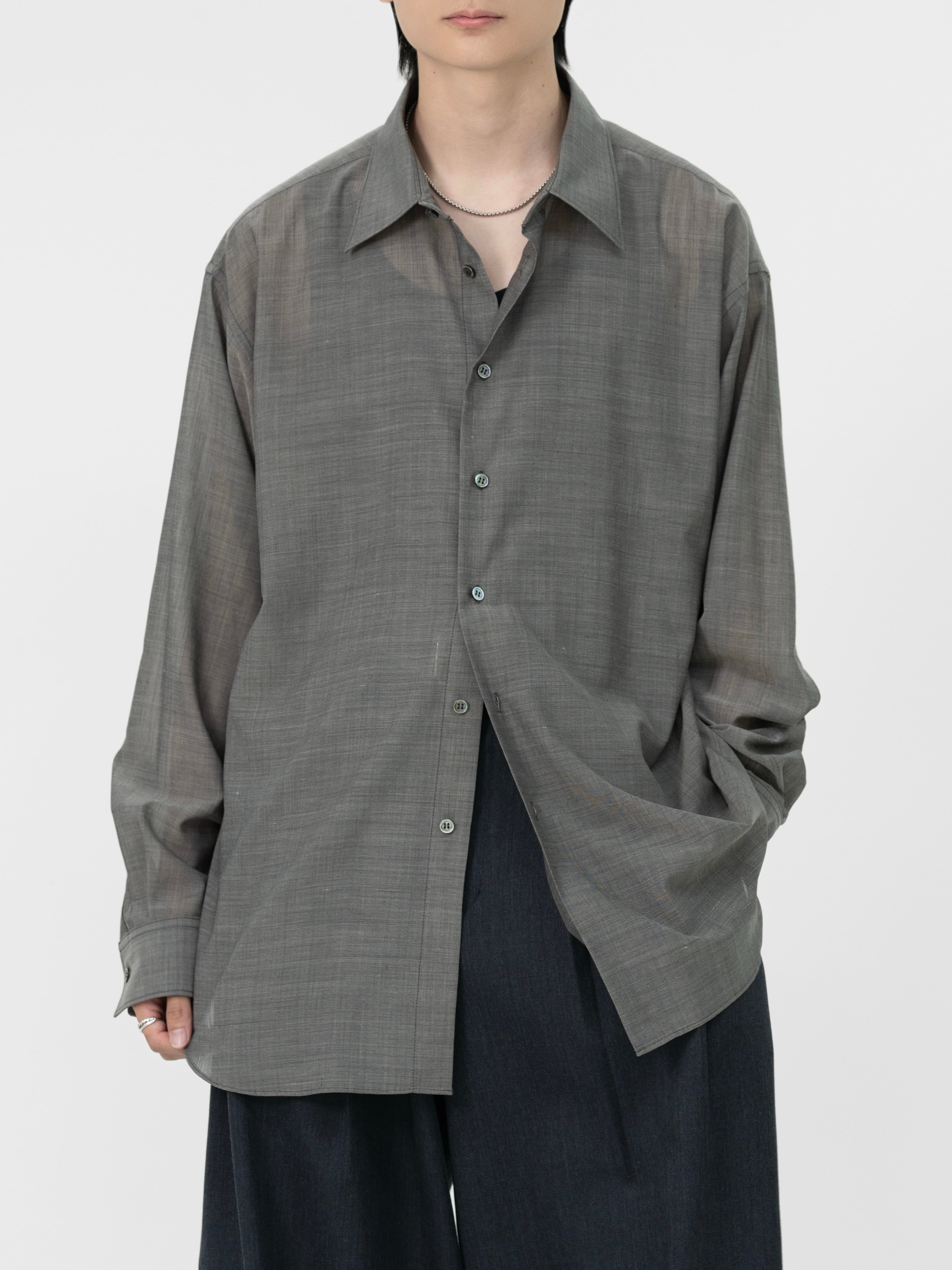 トップス [LAPIIS] FINE WOOL CHAMBRAY SHIRT FINE WOOL CHAMBRAY SHIRT【GRAY】 | lapiis