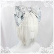 ♡【全7色】MAID ヴェール付き パールリボンカチューシャ navy blue ♡