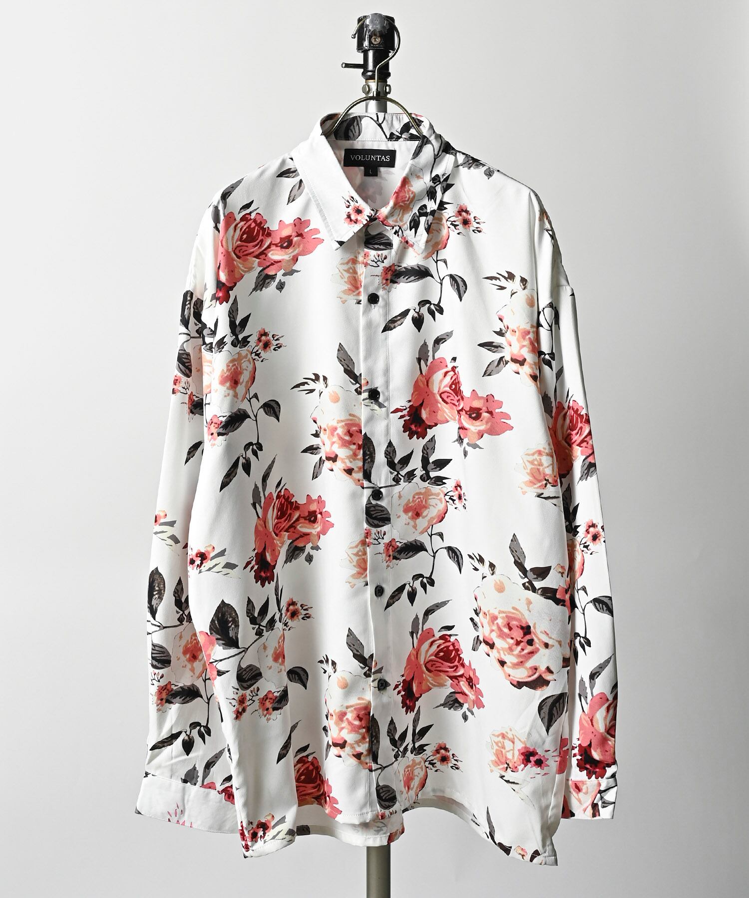 VOLUNTAS Floral print oversized silhouette shirt (WHT) 436010