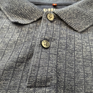 【VANHEUSEN】XL ビッグサイズ ポロシャツ 格子柄 ネイビー 2つボタン US古着 アメリカ古着