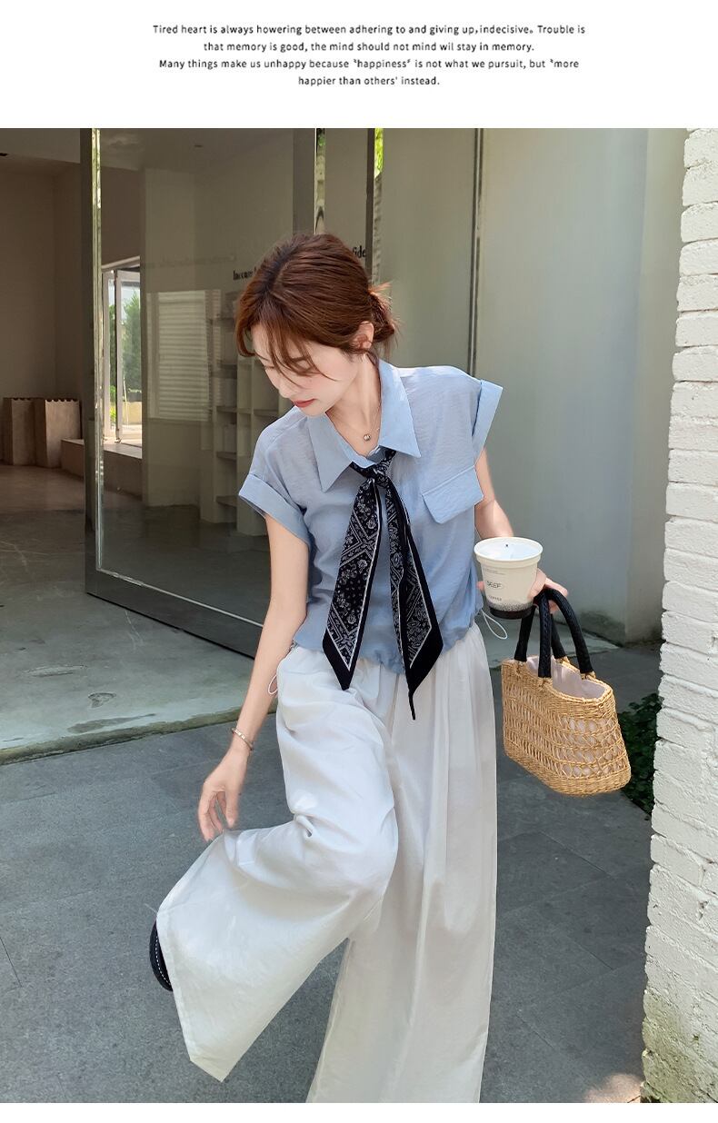 set】ノースリーブシャツ×ワイドパンツセット M32561 | nanastyle