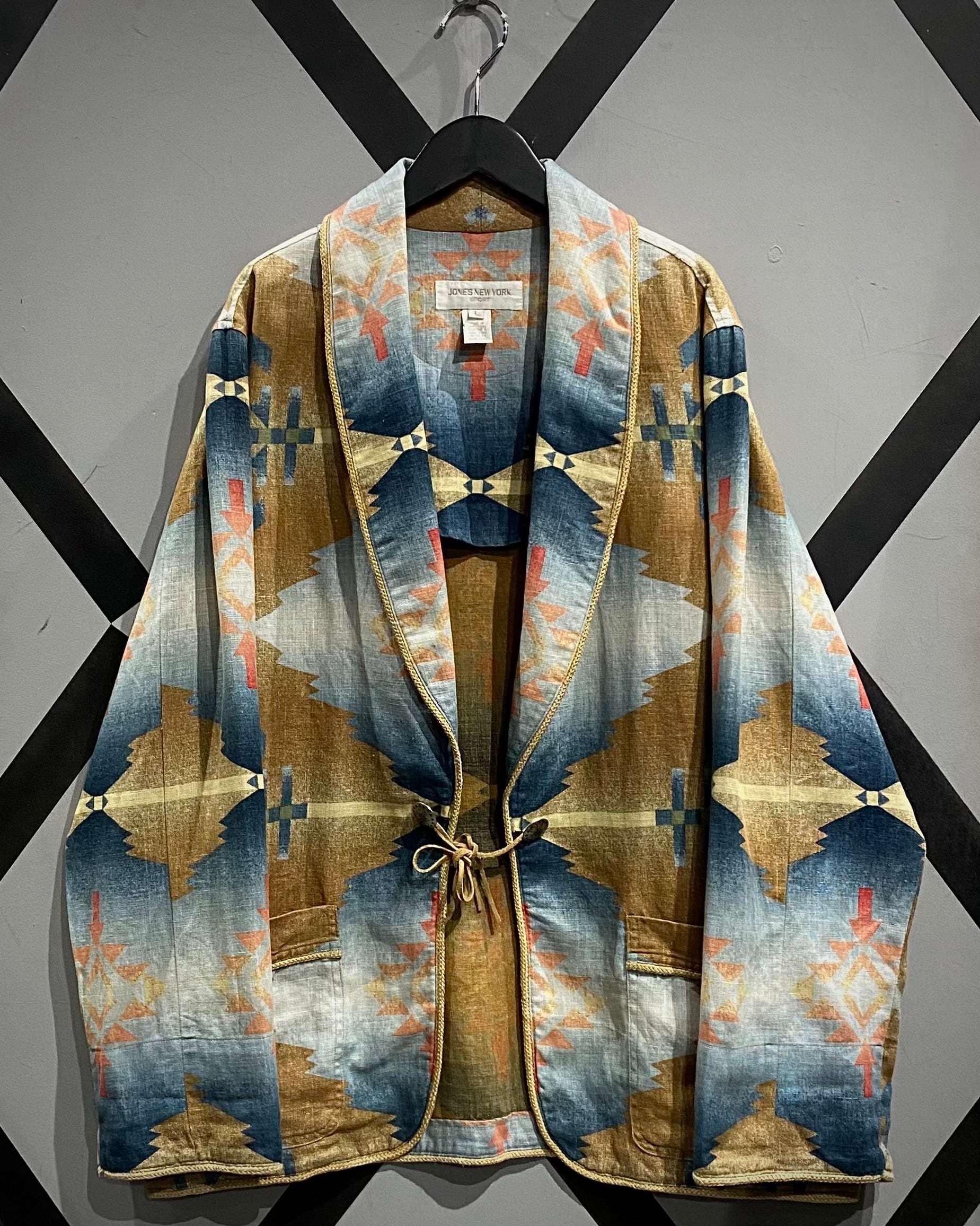 X VINTAGE】“JONES NEW YORK” Native Pattern Vintage Linen Jacket