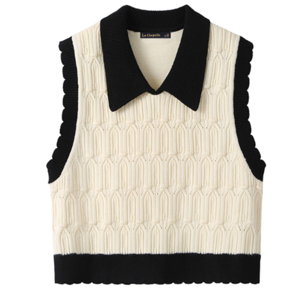Piping Cable Knit Vest F0255