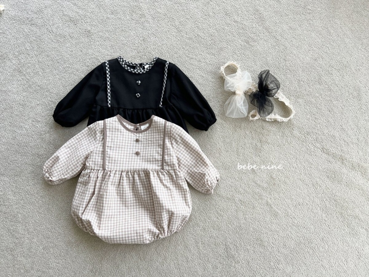 【bebe nine】ベビーアンバースーツ ブラック 70〜90cm 240847 - 8
