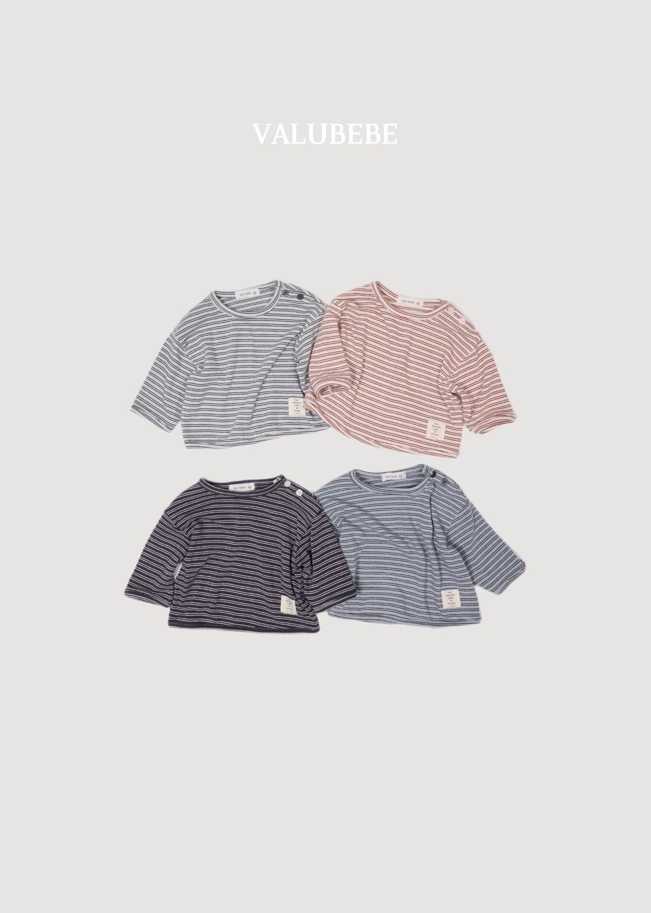 送料無料【予約】/ ストライプボタンTシャツ / valubebe