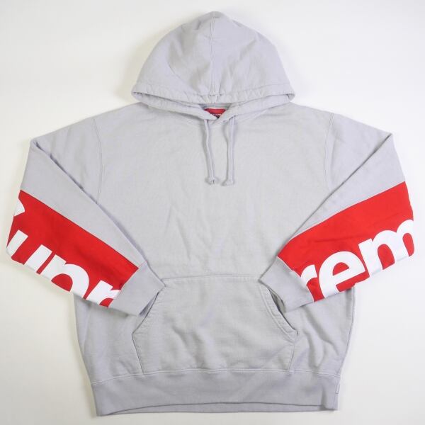 Supreme シュプリーム パーカー サイズ:M 22SS 袖パネルロゴ スウェット パーカー Cropped Panels Hooded Sweatshirt グレー トップス フーデッド スウェットシャツ フーディー 【メンズ】