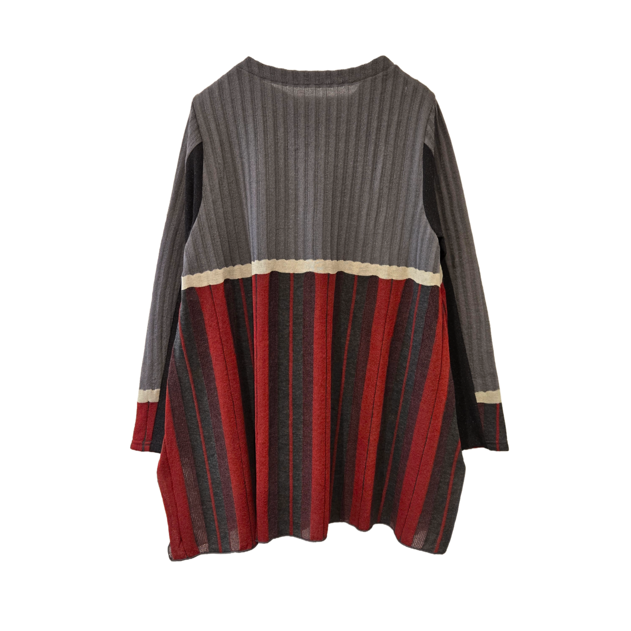 【最新作】風通ストライプ×ラメ チュニック【264-3245】Breathable striped tunic with glitter
