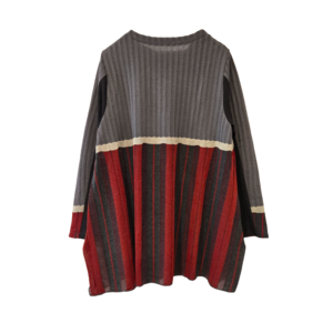 【最新作】風通ストライプ×ラメ チュニック【264-3245】Breathable striped tunic with glitter