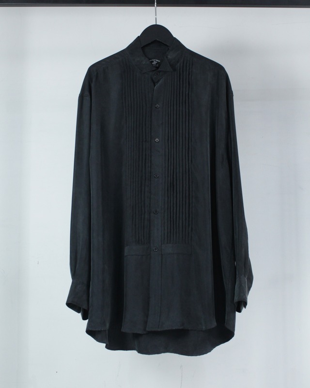 【Caka BLACK】 “BEVERLY HILLS POLO CLUB” Pleats Design Vintage L/S Silk Shirt