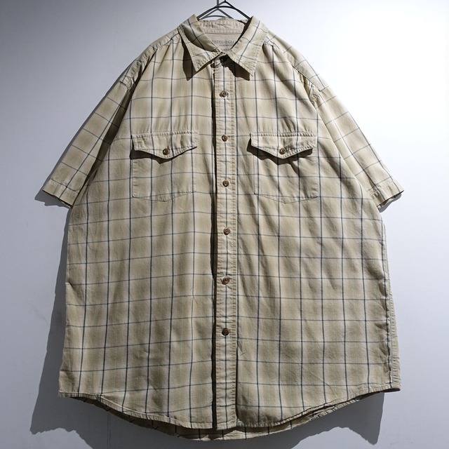 "FADED GLORY" Beige Windowpane Check S/S Shirt
