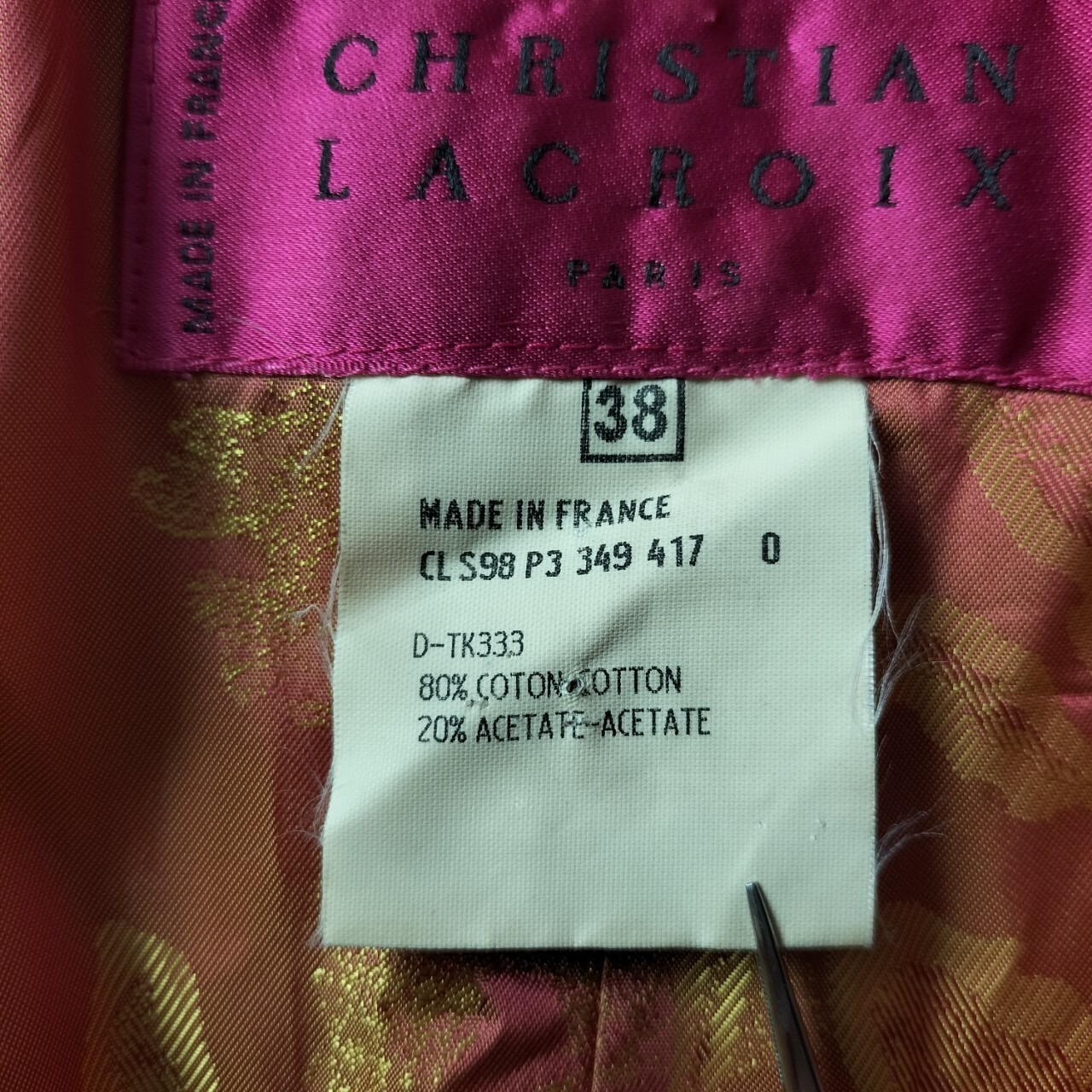 ヴィンテージ  CHRISTIAN LACROIX クリスチャンラクロワ 総柄 テーラードジャケット